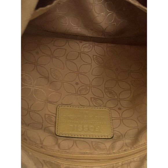 Fossil Yellow Leather Shoulder Bag With Inner & Outer Zippers - Picture 4 of 12
